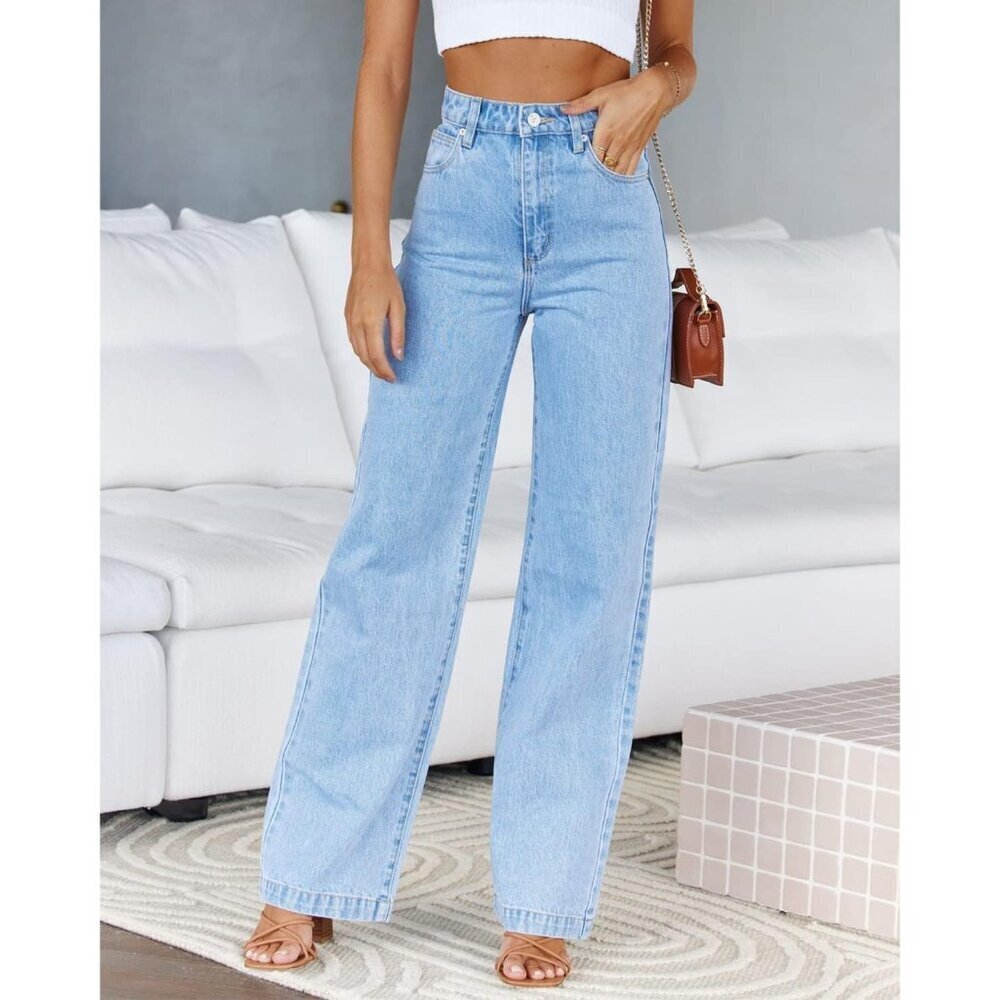 Women's Baggy High Waisted Straight Leg Denim Jeans Casual Street Wear - Picture 3 of 4
